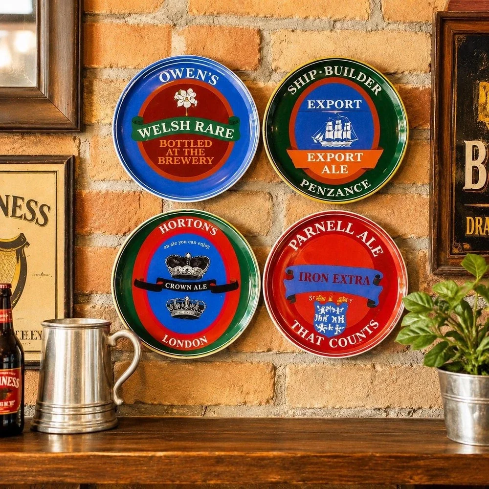 2003 BIA Cordon Bleu British Pub Brewery Ale Advertising Plates Set of 4 VTG Bar